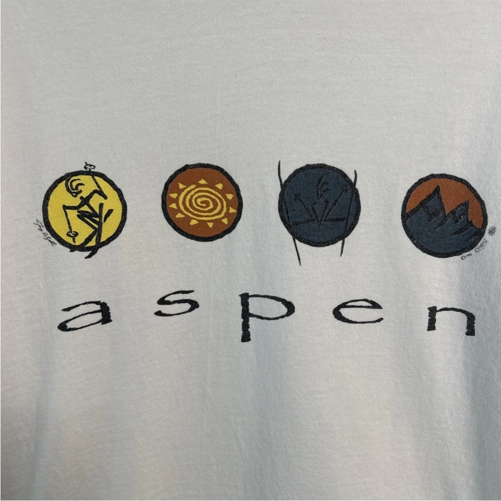 VTG 90’s Aspen Colorado Anvil Cotton Deluxe Long Sleeve Men’s Shirt Lg Skiing - Picture 2 of 13
